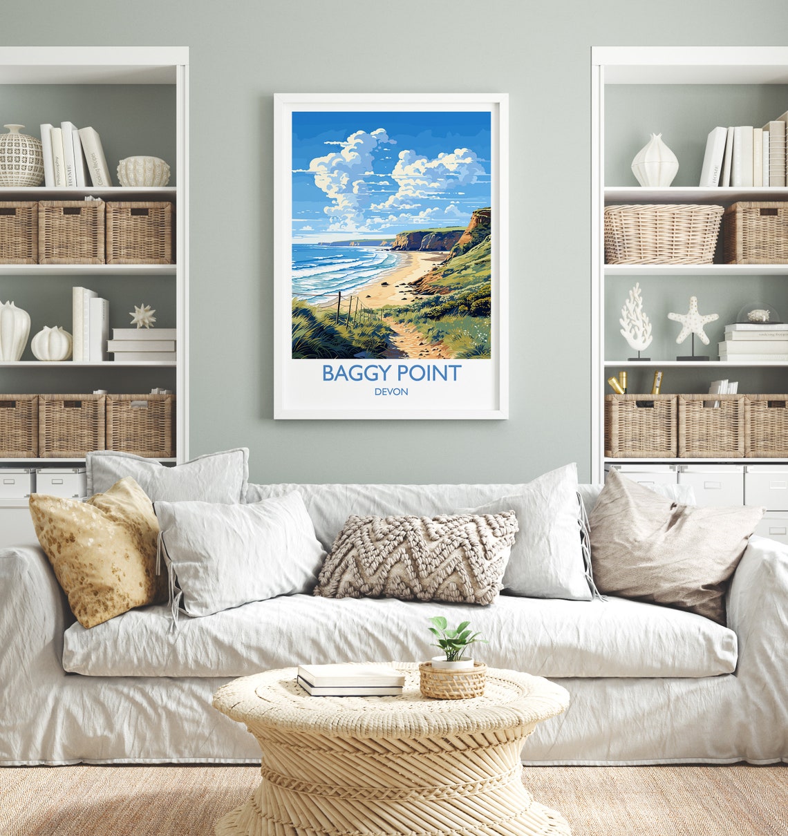 Baggy Point Devon Coastal Path Dunes Overlooking Beach Travel Poster - Image 4
