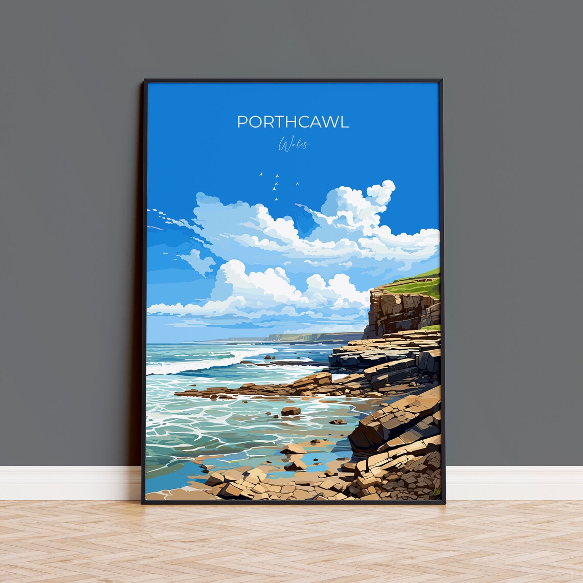 Porthcawl Travel Poster Wall Art Porthcawl Travel Print Wales Welsh Art Porthcawl Art Lovers Gift Wall Art Print