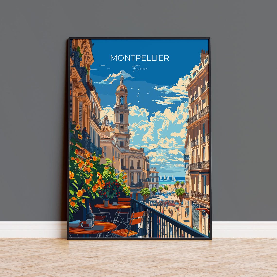 Montpellier Travel Print Wall Art Travel Poster Of Montpellier Montpellier Art Lovers Gift South Of France French Coast Art Gift
