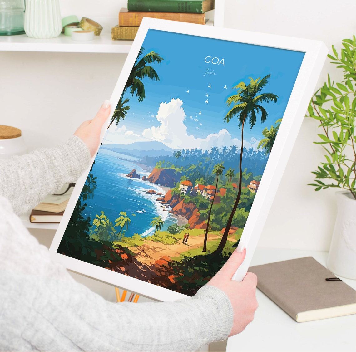 Goa India Palm Trees Tropical Beach Golden Coastline Travel Poster - Image 5