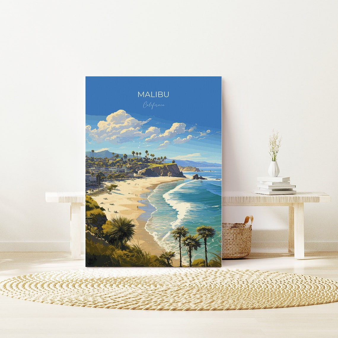 Malibu Travel Print Travel Poster Of Malibu California Malibu Art Lovers Gift Usa Gift Wall Art Print - Image 2