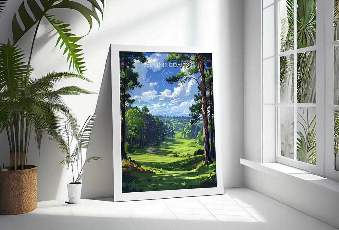Sunningdale England Golf Course Pine Trees Sunny Fairway Poster - Image 3