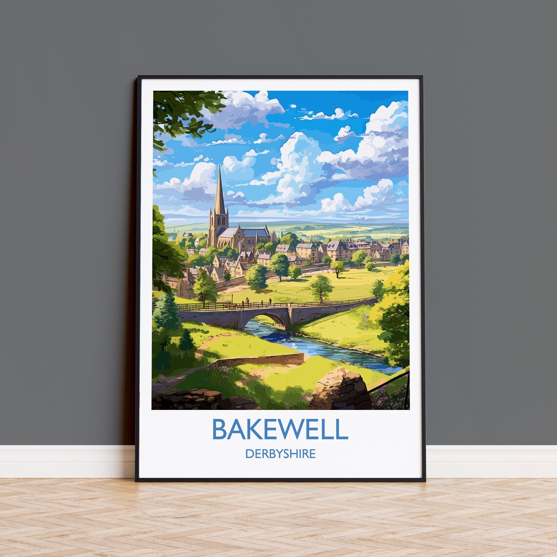 Bakewell Travel Poster, England Derbyshire Art Print