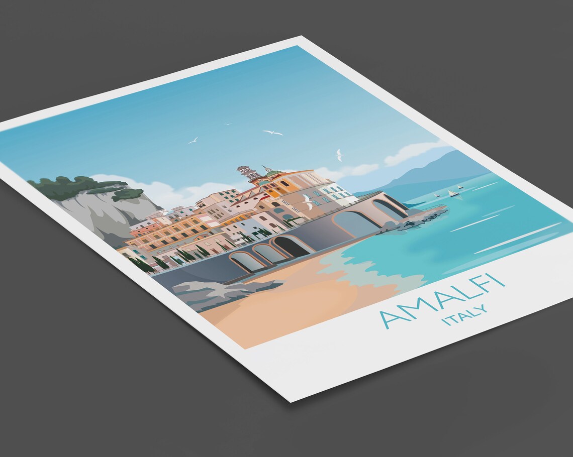 Amalfi Italy Coastal Town Cliffs Turquoise Sea Travel Poster - Image 2