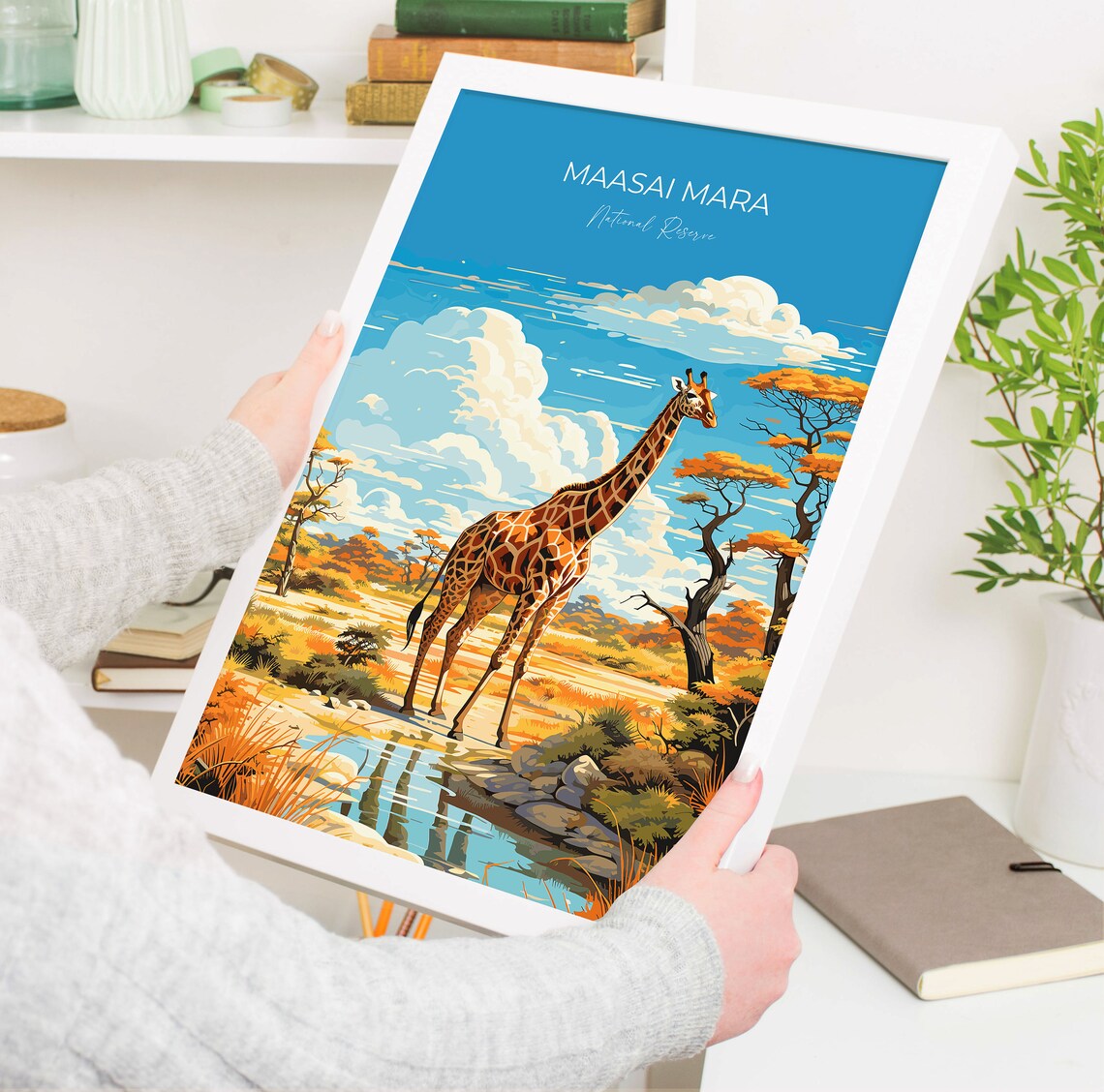 Maasai Mara National Reserve Giraffe by the Water Safari Poster - Image 5
