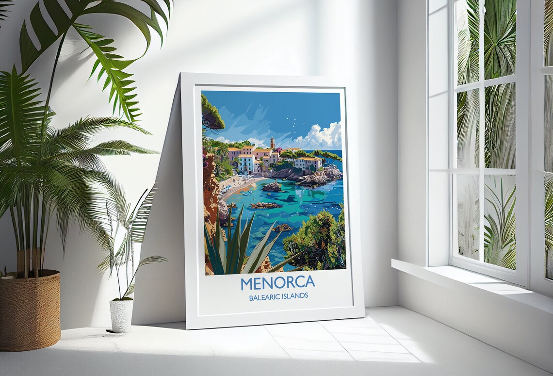 Menorca Balearic Islands Coastal Village Bay Agave Foreground Poster - Image 2