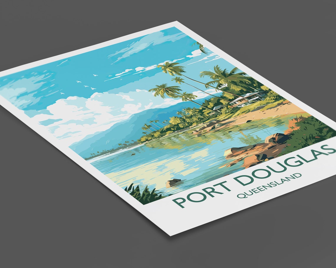 Port Douglas Queensland Palm Beach Lagoon Tropical Travel Poster - Image 2