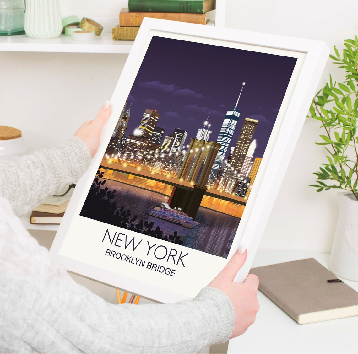 New York Travel Poster, Brooklyn Bridge - Image 3