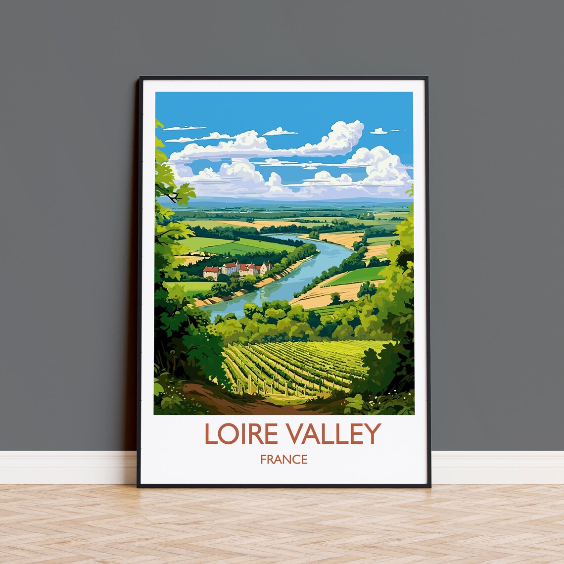Loire Valley Travel Poster, France Wine Region
