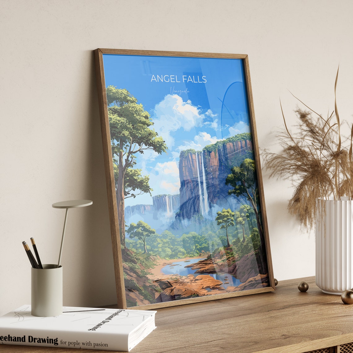 Angel Falls Venezuela Dramatic Waterfall Cliffs Travel Poster - Image 2