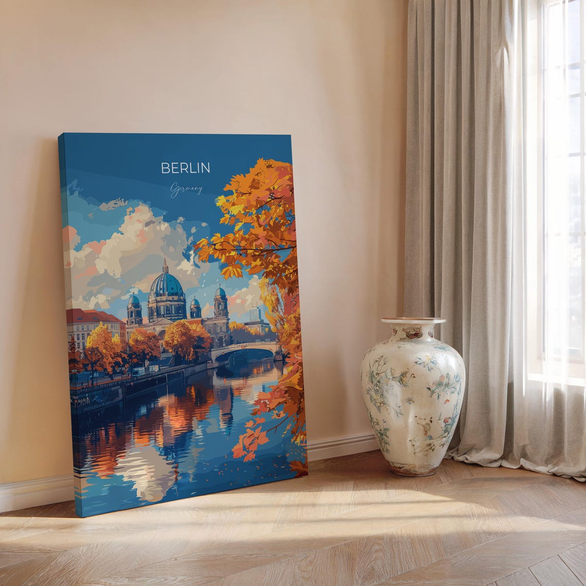 Berlin Cathedral Autumn Reflection On The River Travel Poster - Image 2