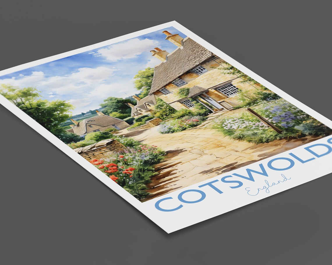 Cotswolds Watercolour Travel Poster, England - Image 2