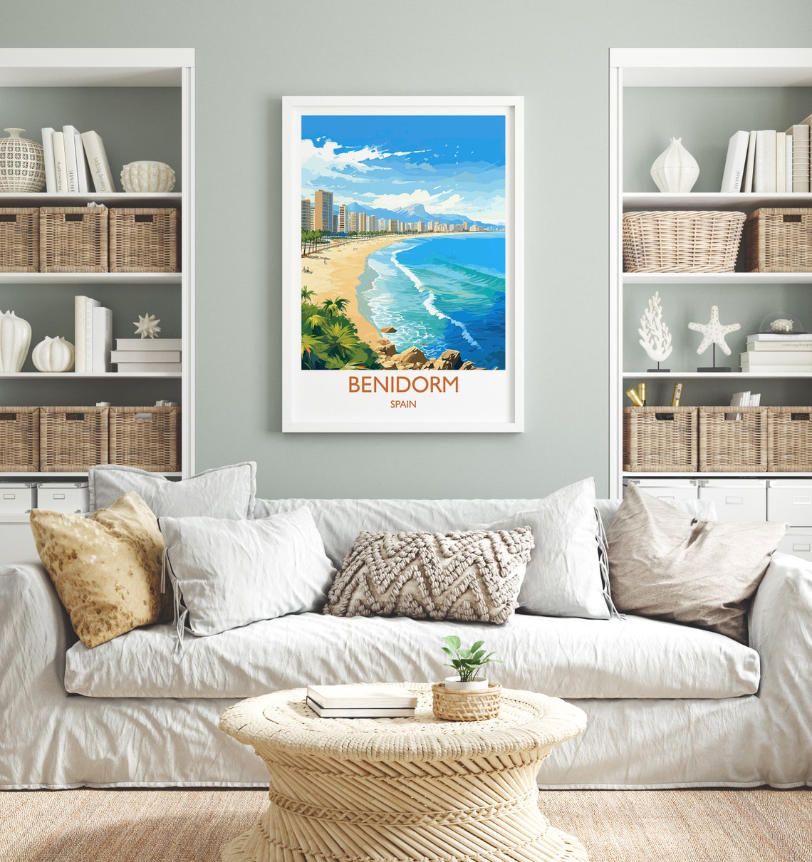 Benidorm Spain Retro Travel Poster Beach Towers Turquoise Waves Resort - Image 4