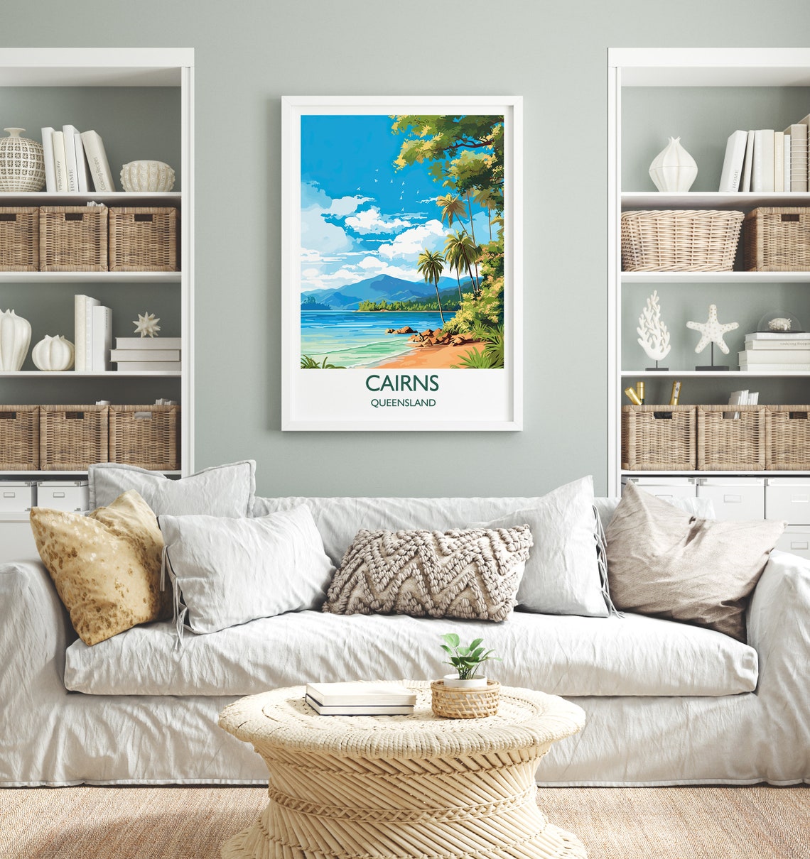 Cairns Queensland Tropical Beach Palm Bay Australia Travel Poster - Image 4