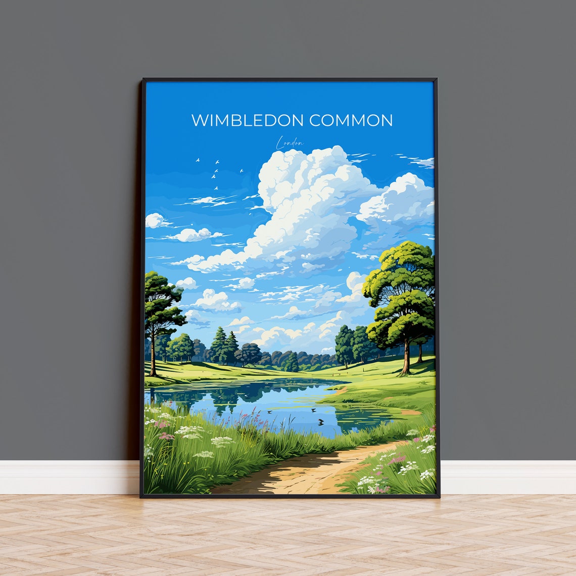 Wimbledon Common Travel Poster Travel Print Of Wimbledon Common London Poster Wimbledon Common Art Gift London Art Lovers Uk Travel Gift