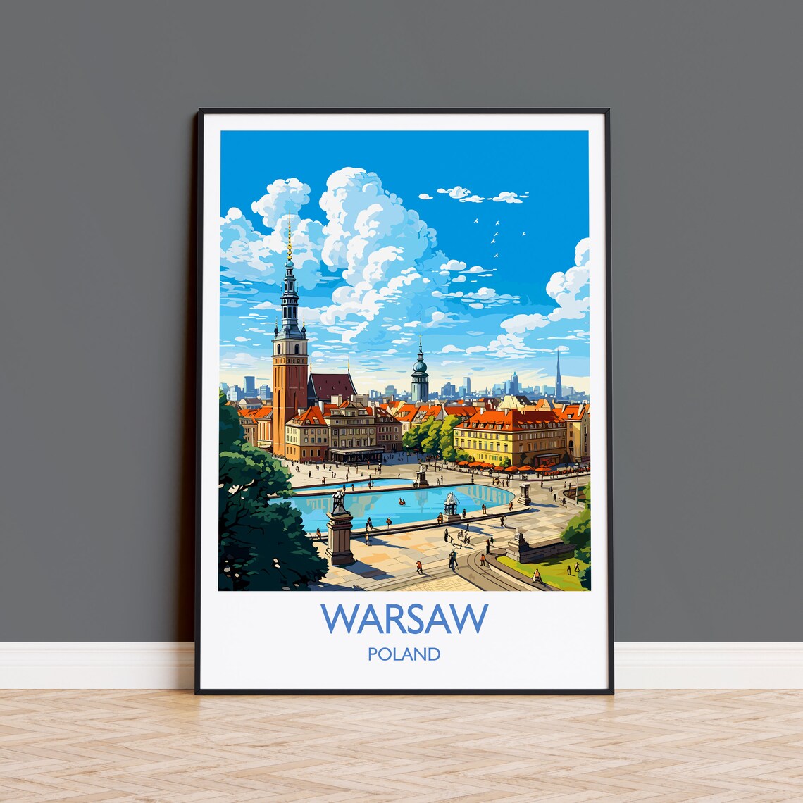 Warsaw Travel Poster, Poland Travel Art Print