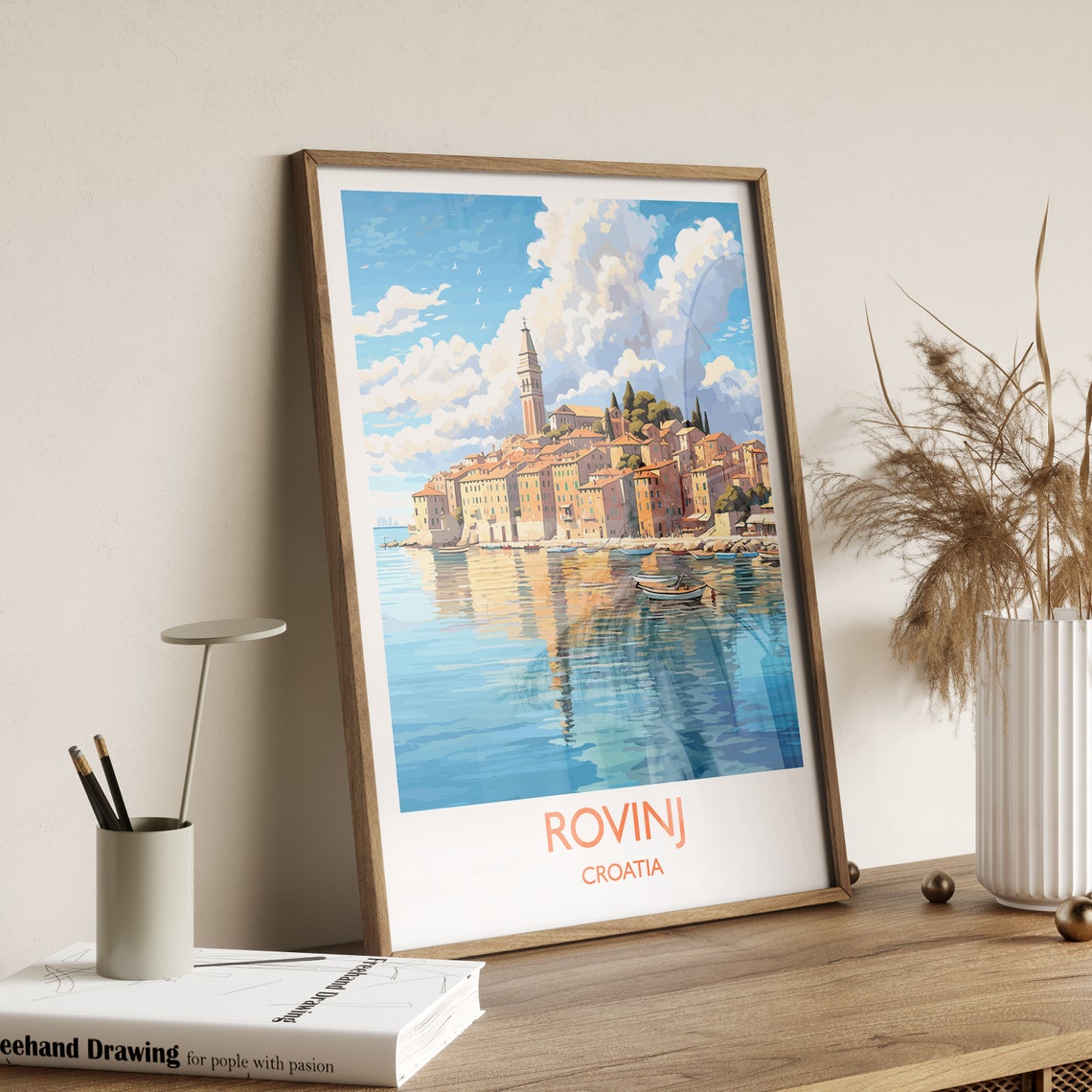 Rovinj Croatia Old Town Peninsula Harbor Church Tower Travel Poster - Image 3