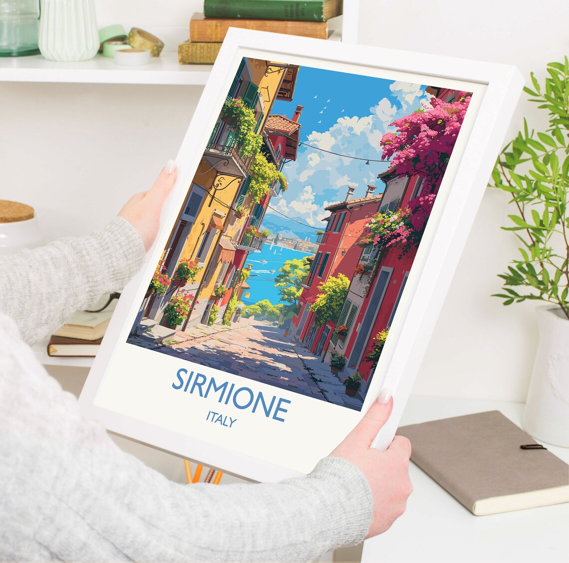 Sirmione Italy Lake Garda Flower Street Lakeside Town Travel Poster - Image 5