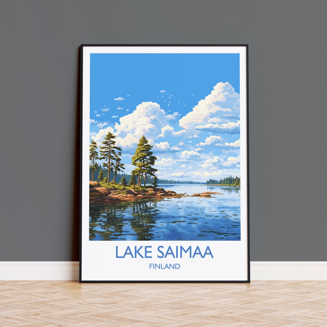 Lake Saimaa Finland Rocky Pine Shore Lake View Travel Poster
