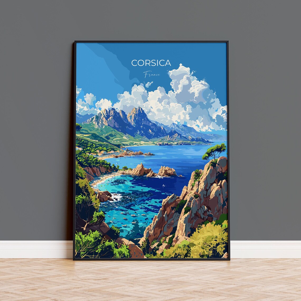 Corsica Travel Poster, France Travel Art Print
