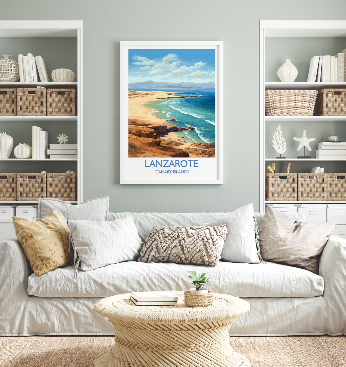 Lanzarote Canary Islands Sandy Beach Turquoise Bay Travel Poster - Image 4