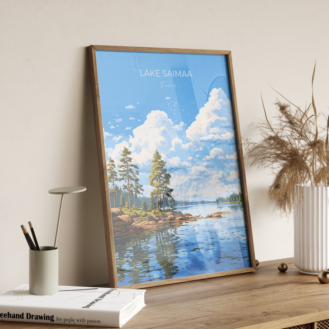 Lake Saimaa Finland Calm Pine Lake Shore Scene Travel Poster - Image 2