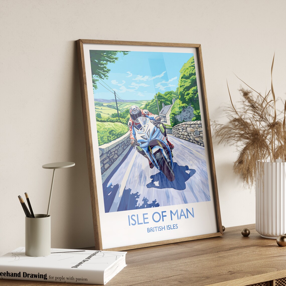 Isle of Man Travel Poster, Motorbike Racing Art - Image 3