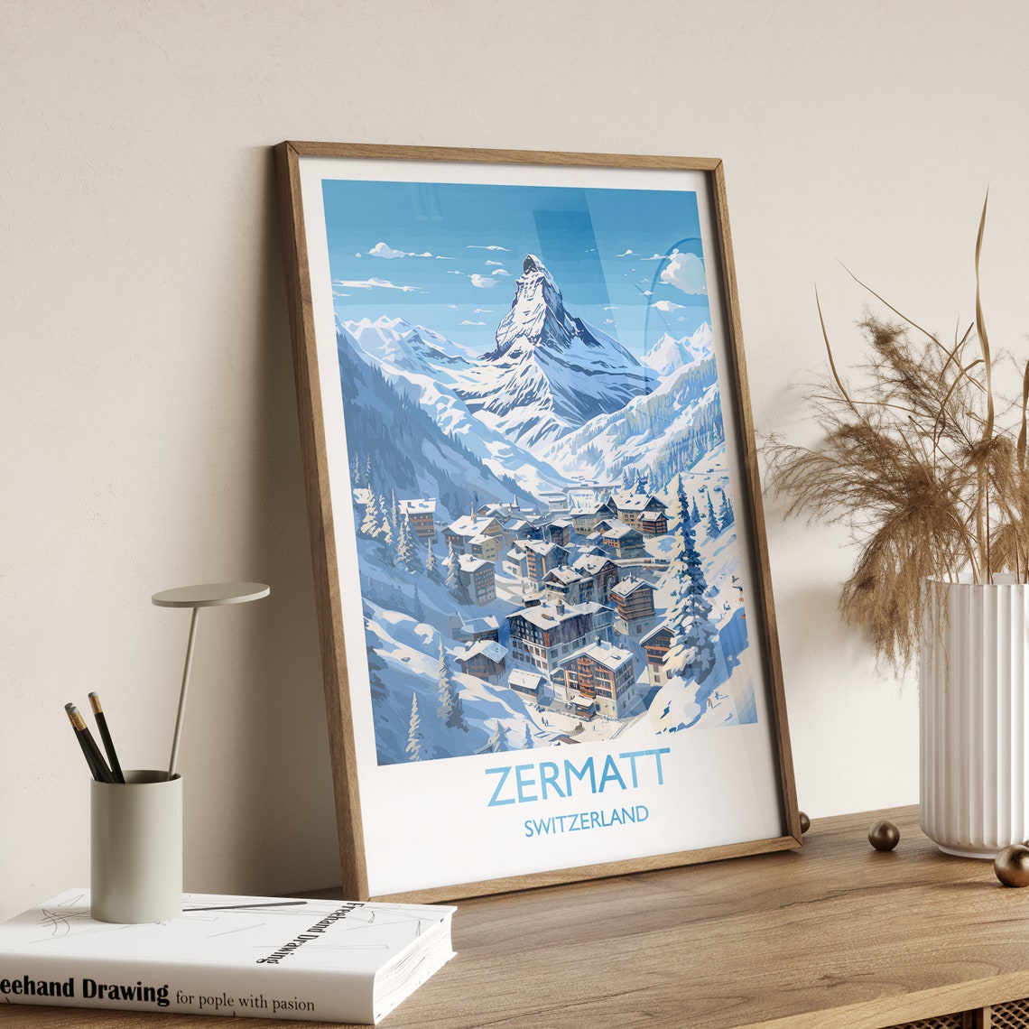 Zermatt Wall Art Travel Poster Travel Print Of Zermatt Ski Poster Zermatt Art Gift Switzerland Ski Art Travel Lovers Gift - Image 3