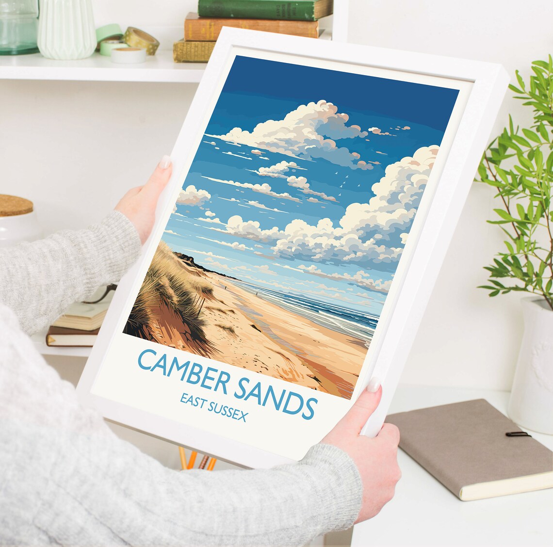Camber Sands East Sussex Sandy Beach Dunes Blue Sky Travel Poster - Image 5