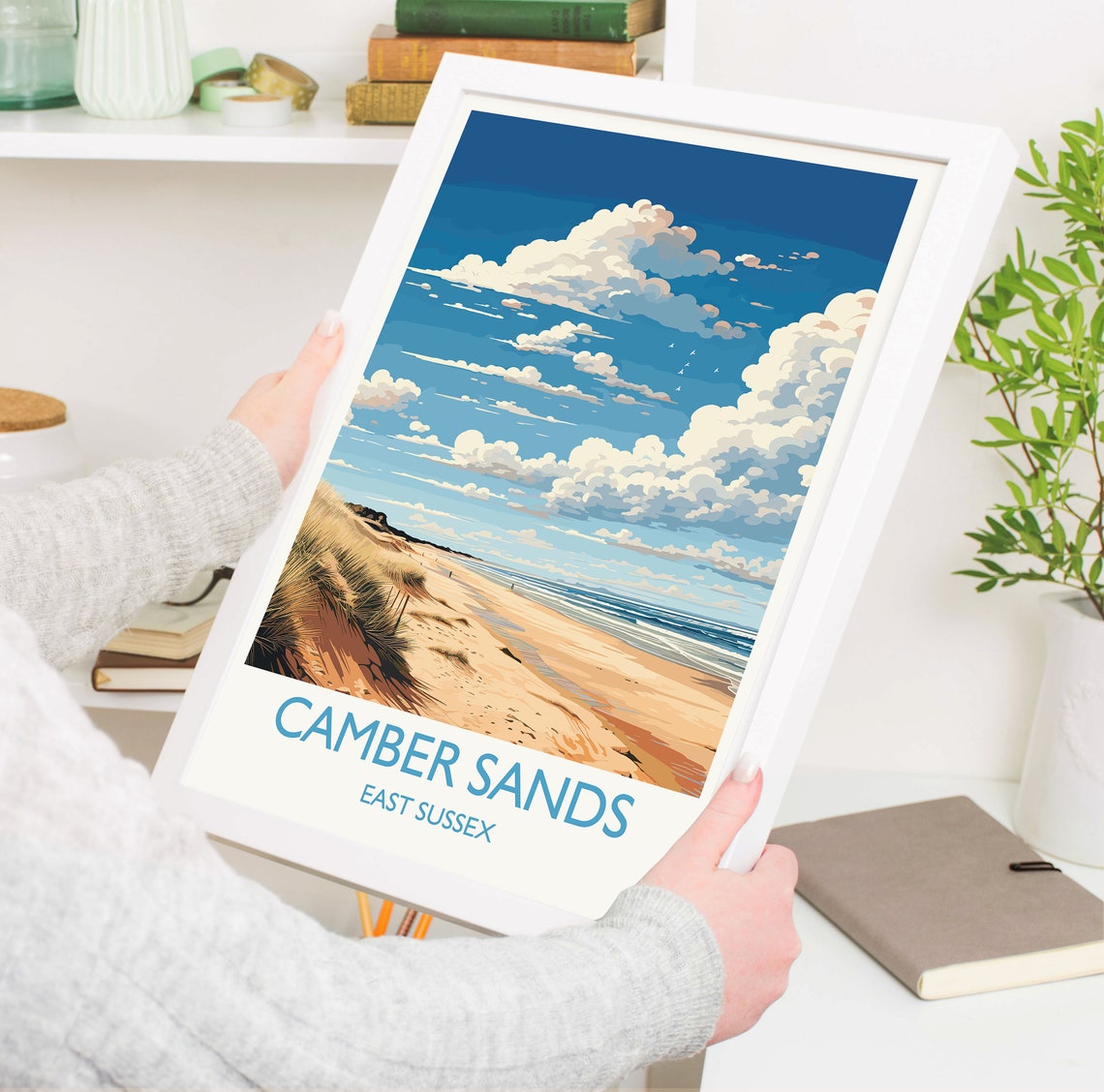 Camber Sands Travel Poster Wall Art Camber Sands Travel Print East Sussex English Coastal Art Camber Sands Gift Wall Art Print - Image 5