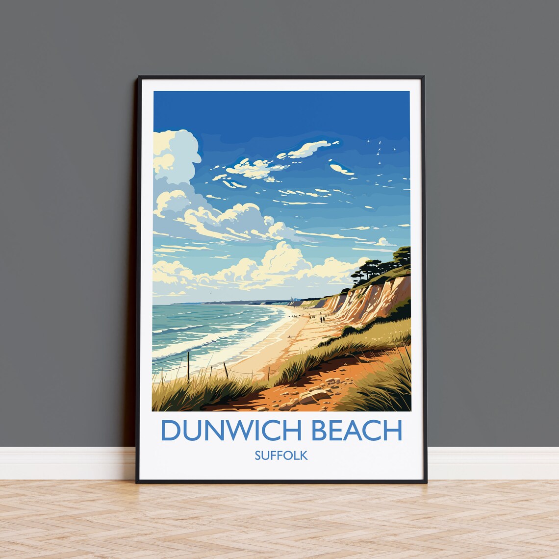 Dunwich Beach Travel Poster, Suffolk Coast