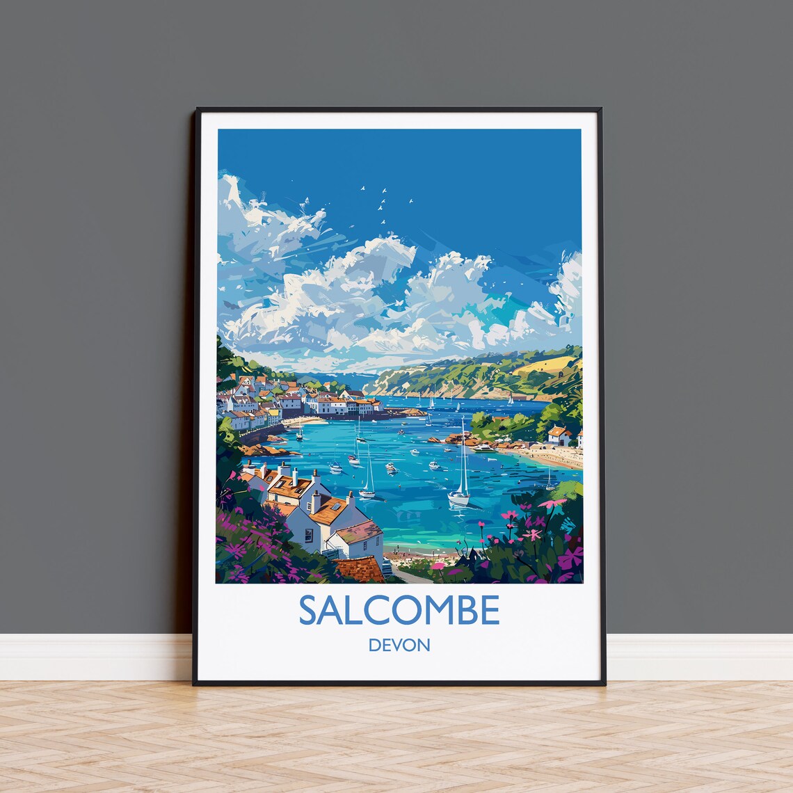 Salcombe Travel Poster, Devon England Art Print