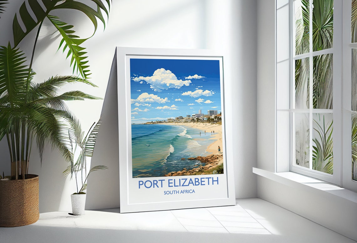 Port Elizabeth Travel Print Travel Poster Of Port Elizabeth Port Elizabeth Art Lovers Gift South Africa Gift Wall Art Print - Image 3