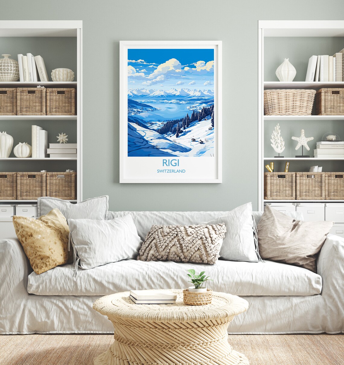 Rigi Switzerland Snowy Mountain Lake Alpine Winter Travel Poster - Image 4