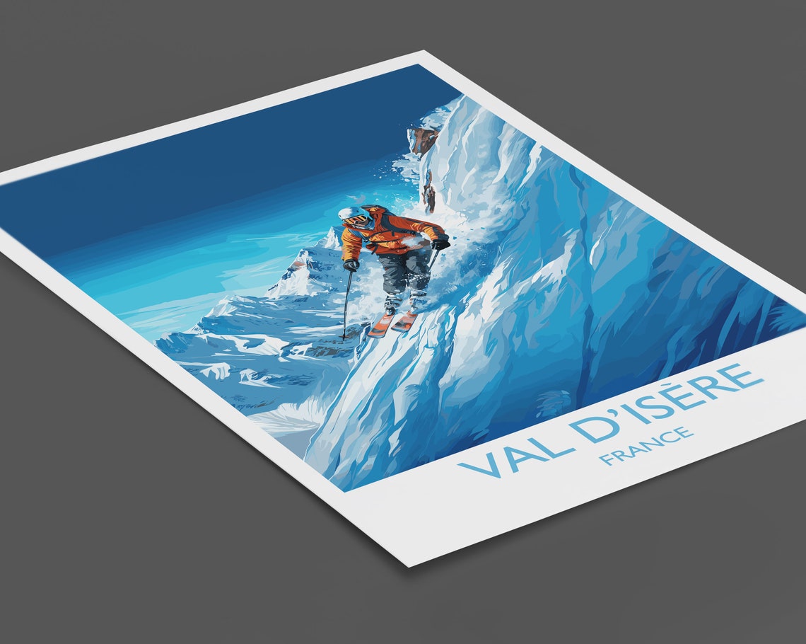 Val Disere Travel Print Wall Art Travel Poster Of Val Disere Ski Poster Val Disere Art Gift French Ski Art Lover Travel Gift - Image 2