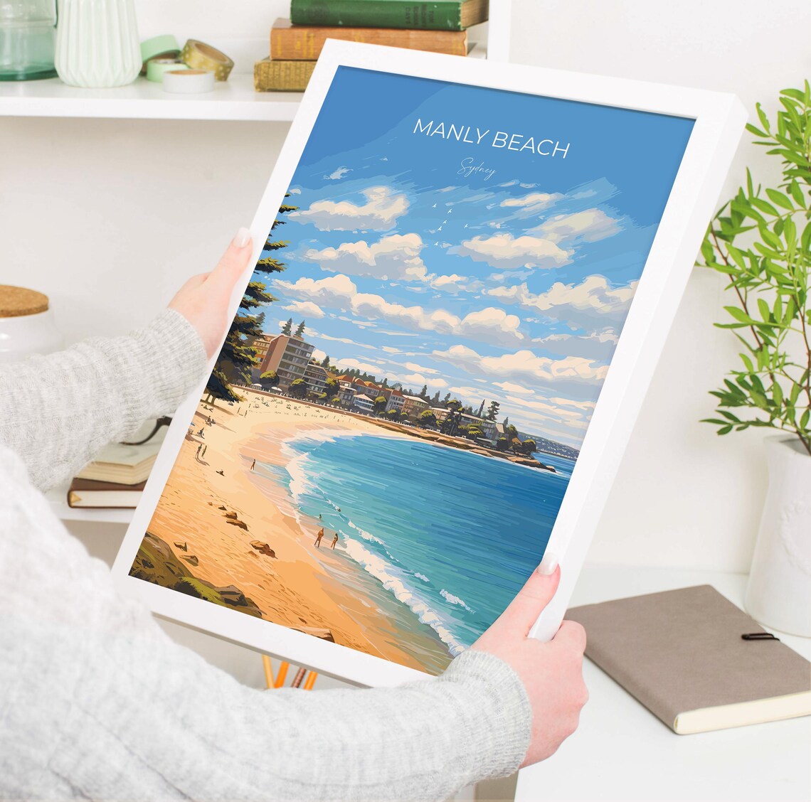 Manly Beach Sydney Australia Surf Coast Golden Summer Day Poster - Image 3