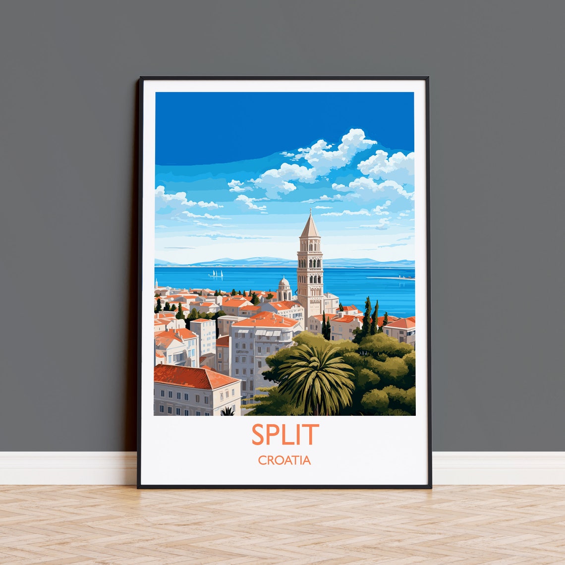 Split Old Town Bell Tower Croatia Dalmatian Coast Sea Poster