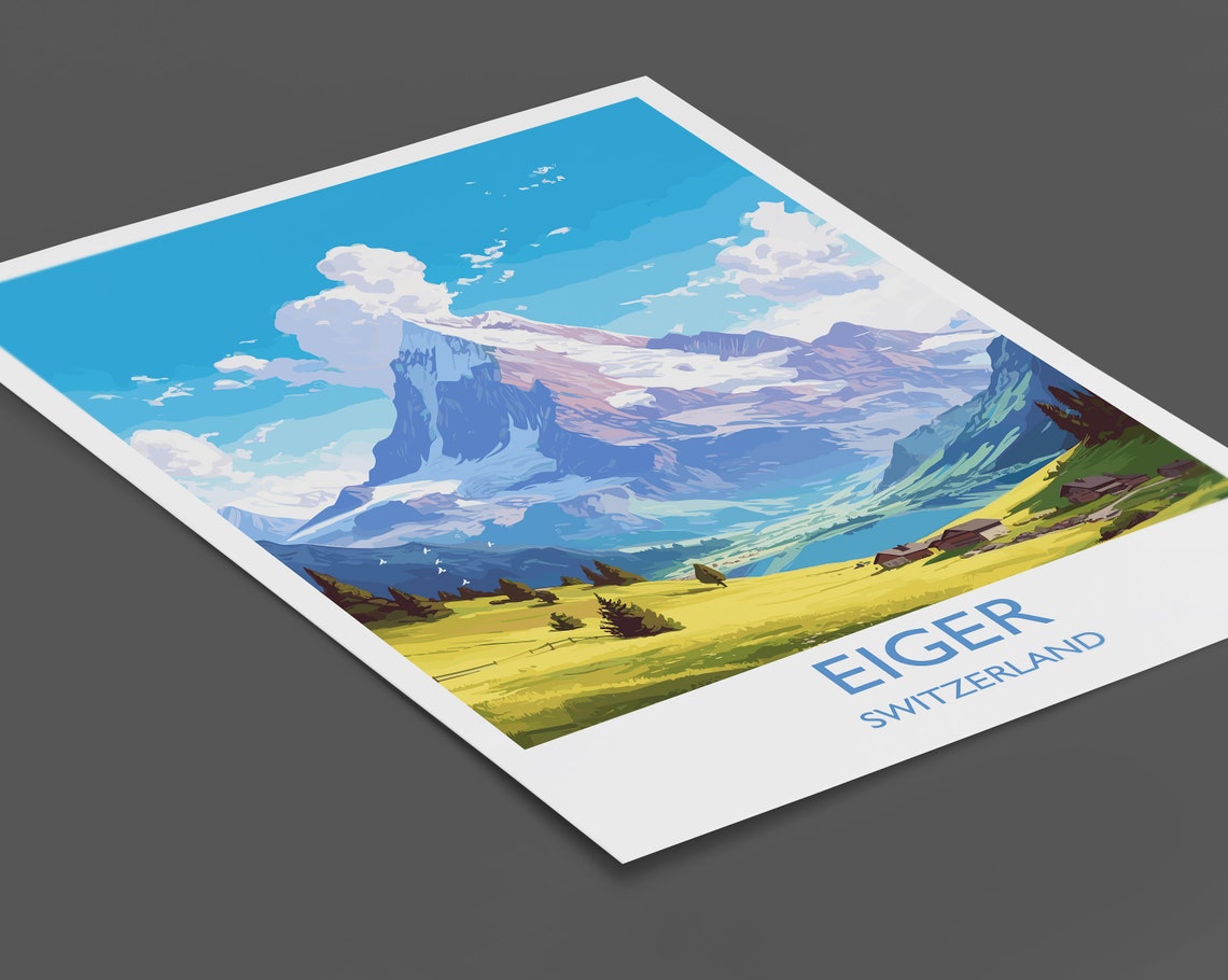 Eiger Switzerland Alpine Mountain Summit Valley View Art Poster - Image 2