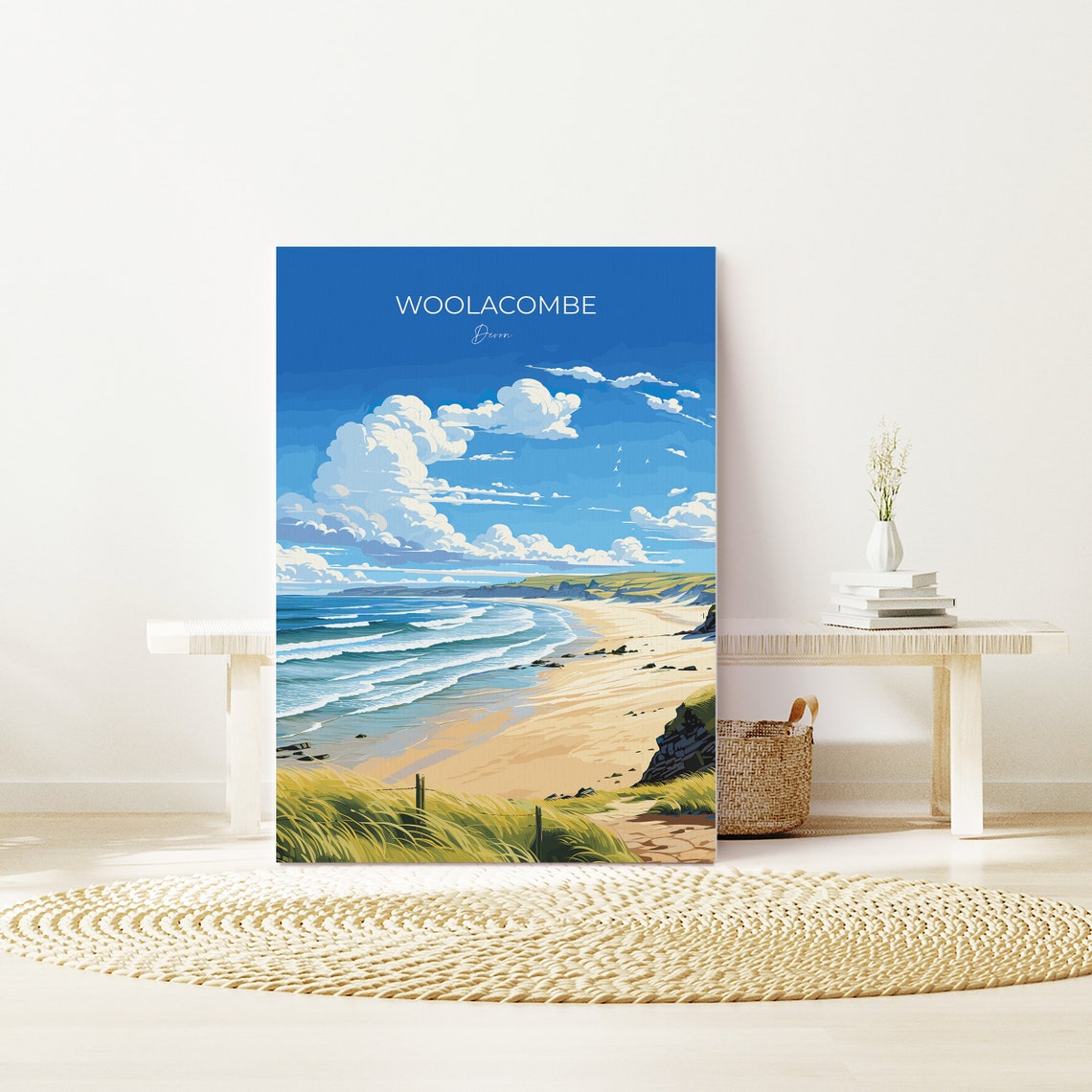 Woolacombe Devon Sandy Beach Dunes Waves Coastal Travel Poster - Image 2