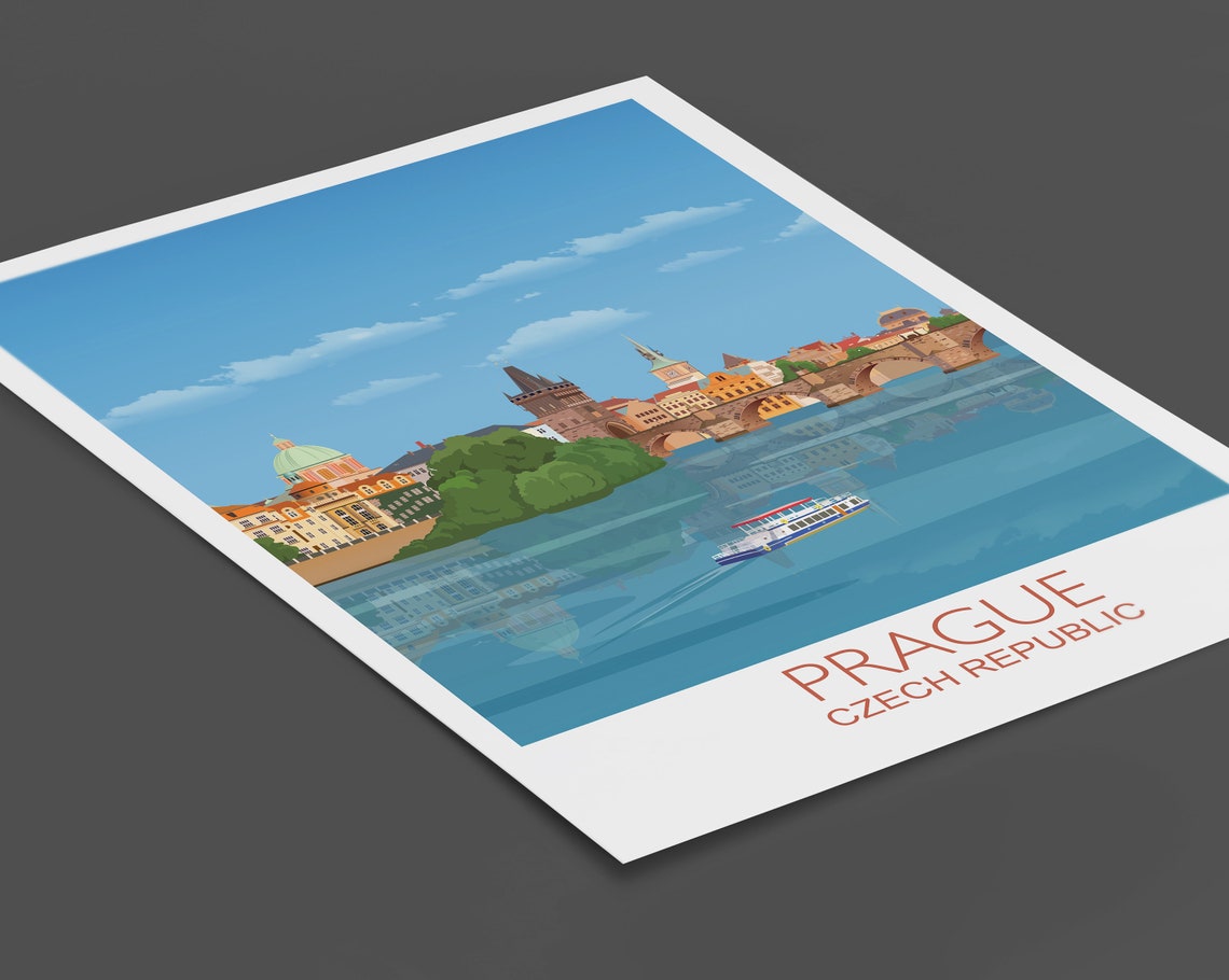 Travel Poster Of Prague Travel Print Of Prague City Of Prague Czech Republic Travel Poster Prague Cityscape - Image 2