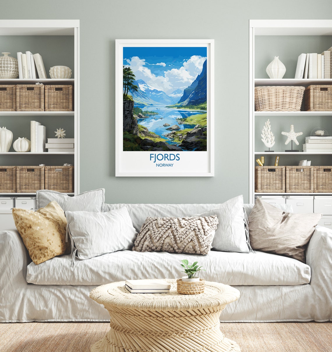 Fjords Travel Poster Travel Print Of Fjords Norway Poster Fjords Art Gift Norway Art Lovers Travel Gift - Image 4