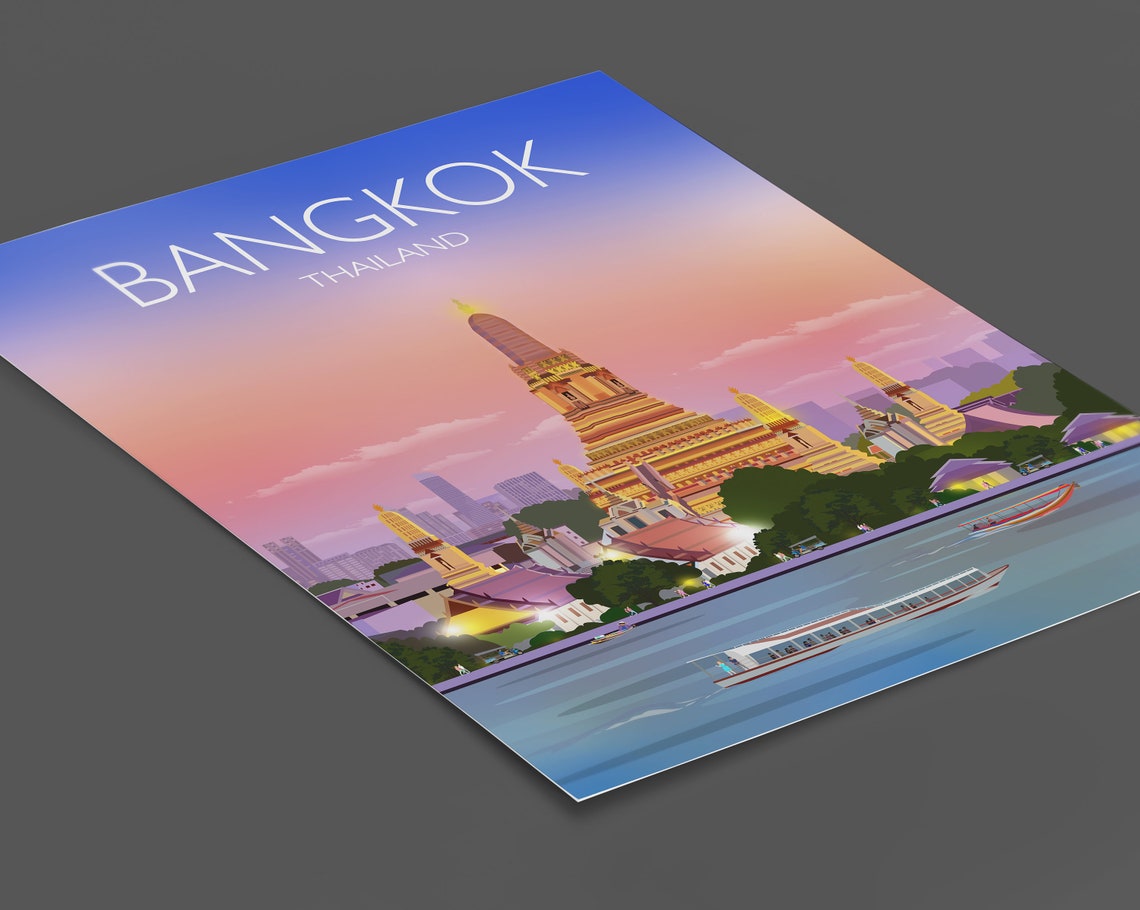 Travel Poster Of Bangkok Travel Print Of Bangkok Bangkok Thailand Bangkok Travel Poster Bangkok Cityscape - Image 2
