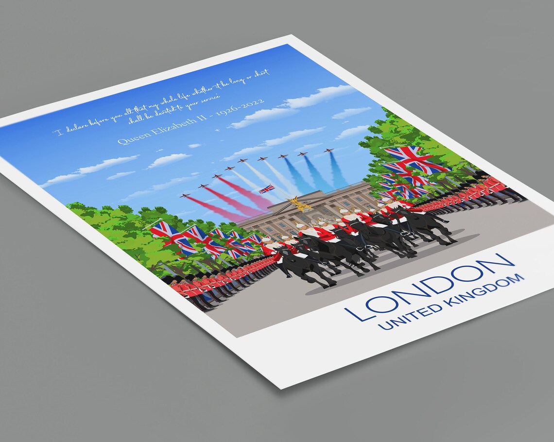 Queen Elizabeth II Memorial London Royal Tribute Poster Artwork - Image 2