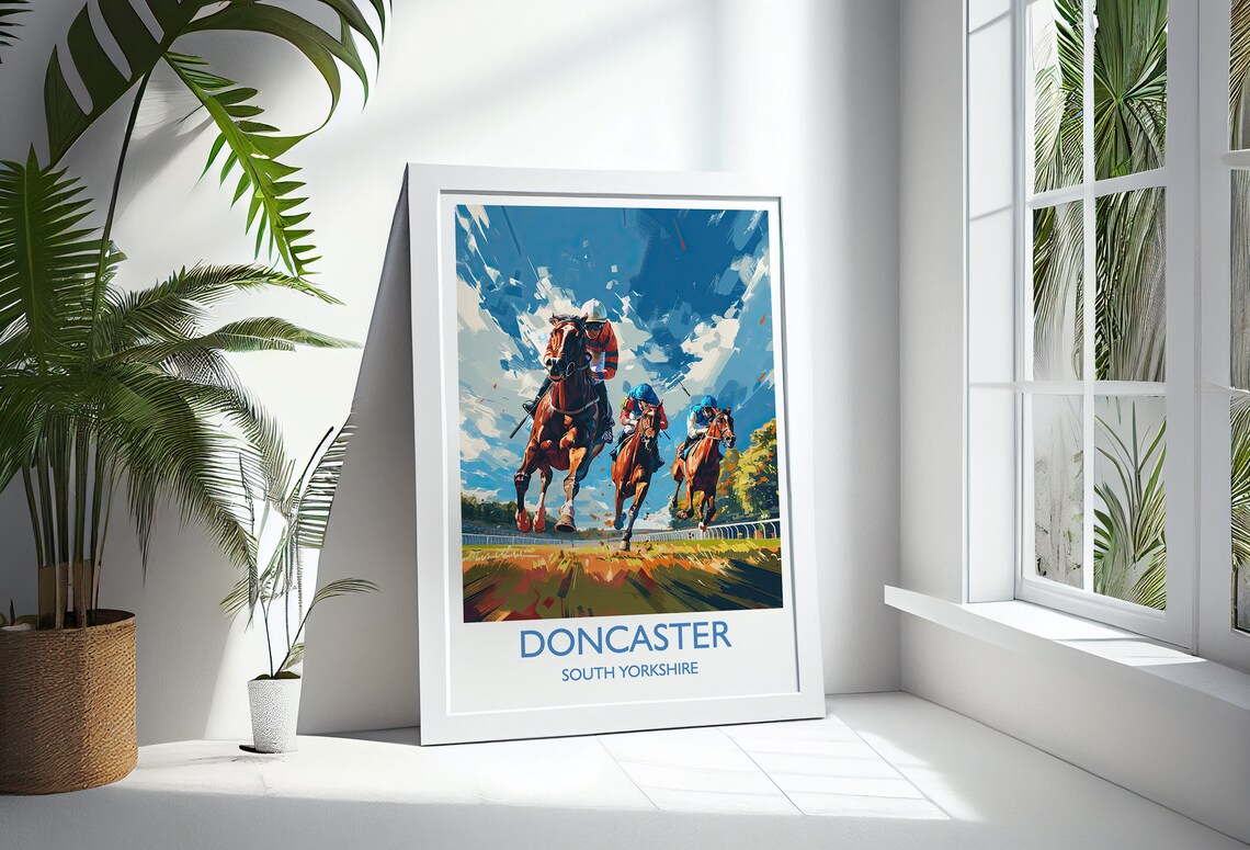 Doncaster South Yorkshire Horse Racing Jockeys Sport Travel Poster - Image 3