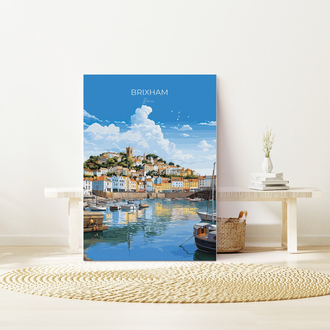 Brixham Devon Harbor Boats Colorful Fishing Town Travel Poster - Image 3