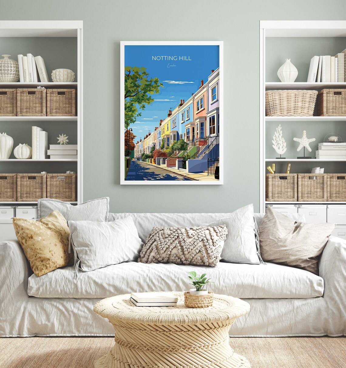 Notting Hill Colourful Terraced Houses London England Street Poster - Image 4