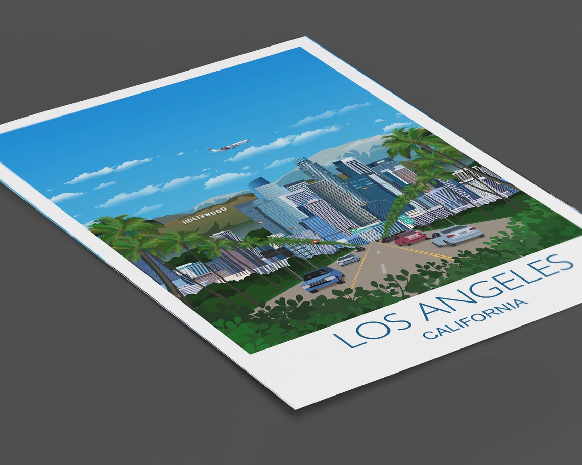 Los Angeles California Sunny Skyline Freeway City View Art Poster - Image 2