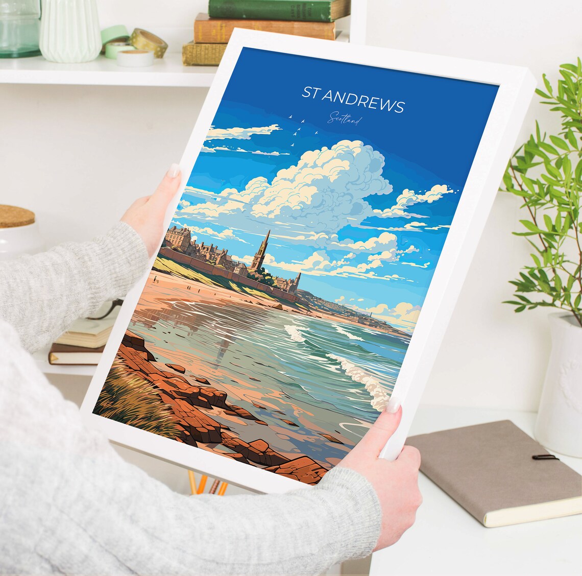 St Andrews Scotland Beach Town Church Spire Coastal Travel Poster - Image 5