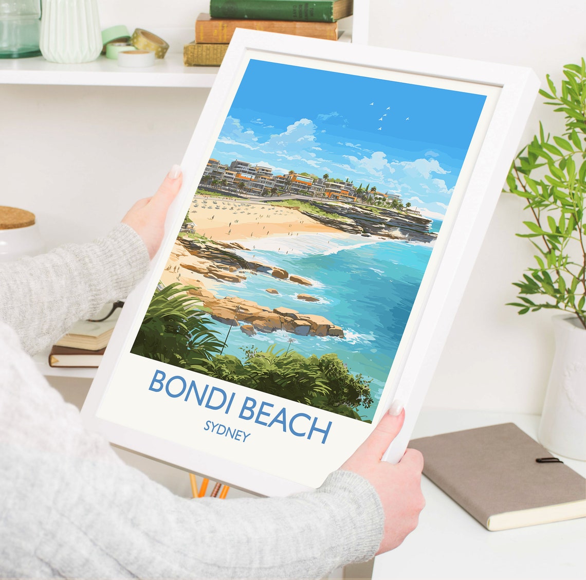 Bondi Beach Sydney Australia Surf Coast Sand Scene Art Poster - Image 5