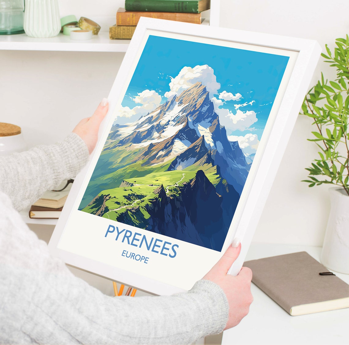 Pyrenees Europe Snow Capped Mountain Peak Alpine Summit Art Poster - Image 5